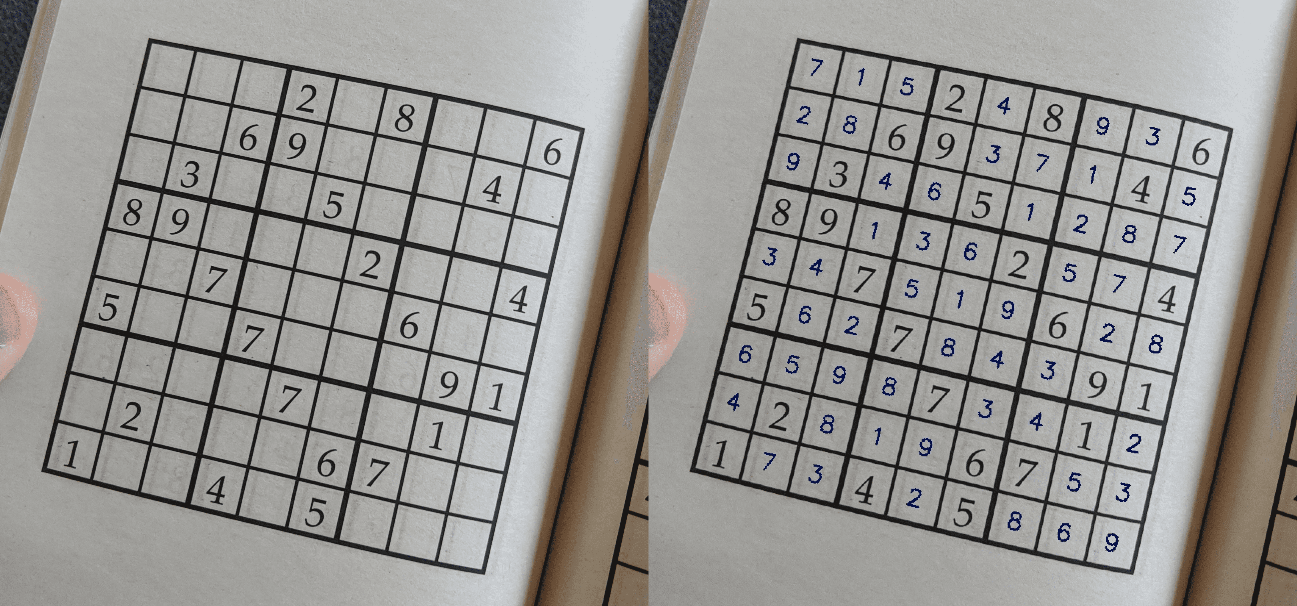 Solving the sudoku and printing the solution in the original image.
